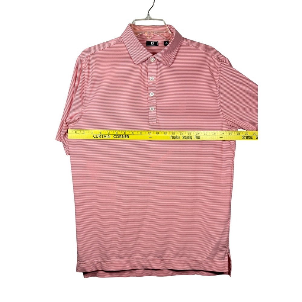 FootJoy Athletic Fit Golf Polo, Red and White Pinstripes, Chess Logo, Size Small - Picture 6 of 8